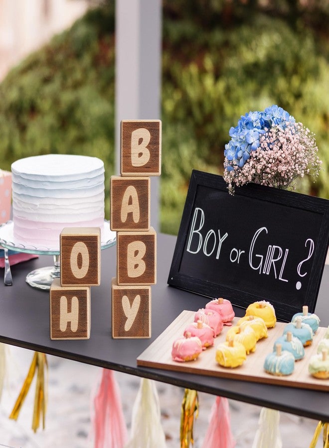 JTRF OH Baby Wooden Blocks for Baby Shower Party Table Centerpiece Decoration, Gender Reveal Letters Guestbook Keepsake - Small 2.0" Blocks - Image 3
